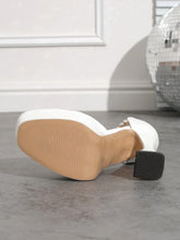 White High Heels Pumps Pearl Decor Peep Toe Versatile Women Shoes, Square Toe Chunky Heel